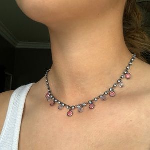 Vintage Pink and White Charm Choker 44 cm